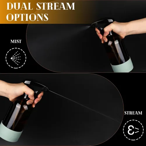 Vista 4 de ZENOWICK Paquete de 2/Botellas de Spray de Vidrio de 16 Oz, Recipientes Vacíos Rellenables con Funda de Silicona, Juegos de Botellas de Spray