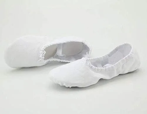 Vista 6 de missfiona Zapatillas de ballet de lona para mujer, zapatos de baile, zapatos de yoga de práctica para adultos, zapatos planos para reducir la barriga