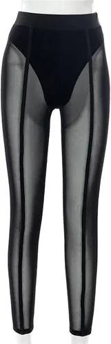 Vista 7 de MESLIMA Pantalones ajustados de malla sexy para mujer, leggings elásticos transparentes y ajustados, pantalones cortos deportivos