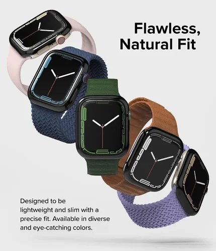 Vista 3 de Ringke Estilo de bisel [elegante marco de acero inoxidable] compatible con Apple Watch Series 9, 8, 7 (1.772 pulgadas), protector antiarañazos Negro