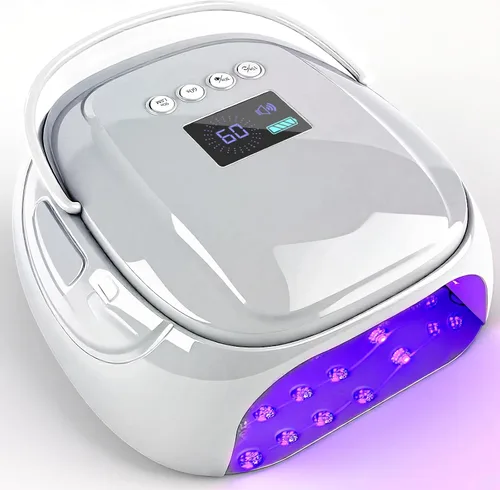 Vista 10 de Lámpara de uñas LED UV recargable de 126 W, secador de uñas inalámbrico portátil con sensor automático y 4 ajustes de temporizador, lámpara de Negro