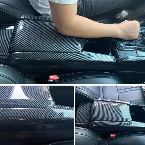 Vista 5 de TKREENO Caja de Almacenamiento para Consola de Brazo Central de Fibra de Carbono, Color, Accesorios de Coche para Interior, para Honda 10ª