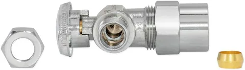 Vista 6 de Eastman 1/2 pulgada CPVC x 3/8 pulgadas OD compresión cuarto ángulo de giro válvula de parada, accesorios de fontanería de latón, cromo, 10729LF