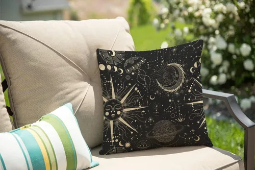 Vista 23 de Solekla Funda de almohada cuadrada de lino y algodón con flores blancas y negras, funda de cojín decorativa para sofá de 18 x 18 pulgadas Sl157