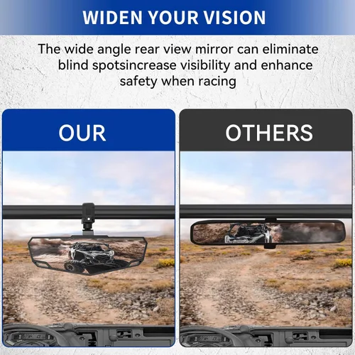 Vista 4 de Espejo retrovisor UTV, espejo retrovisor central SXS con abrazadera ajustable de 1.5 a 2 pulgadas compatible con Polaris RZR, Pioneer, Talon, Can Am