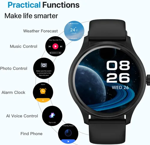 Vista 11 de DIVElink Reloj inteligente, reloj inteligente HD para hombres y mujeres (respuesta/hacer llamadas), reloj de fitness con más de 100 modos