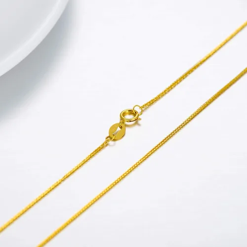 Vista 4 de Collar de cadena de oro macizo de 18 quilates para mujer, cuerda de corte de diamante de 0.059in, collar de doble cadena, joyería para niñas, mamá