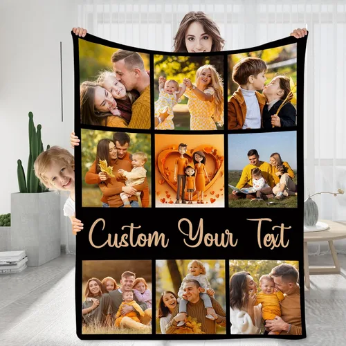 Vista 17 de Manta personalizada con fotos, texto, regalos personalizados para parejas, mantas con mis propias fotos, mantas con fotos personalizadas para niños