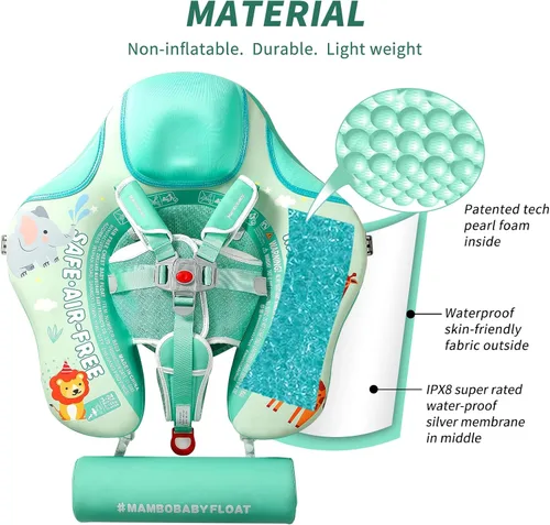 Vista 2 de Mambobaby Flotador con malla de cama y dosel no inflable Flotador de piscina infantil inteligente entrenador de natación para añadir cola, flotador