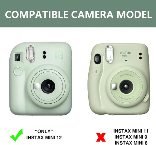 Vista 4 de Caiyoule Funda transparente Mini 12 - Funda protectora para cámara compatible con Fujifilm Instax Mini 12, funda rígida de PC para cámara