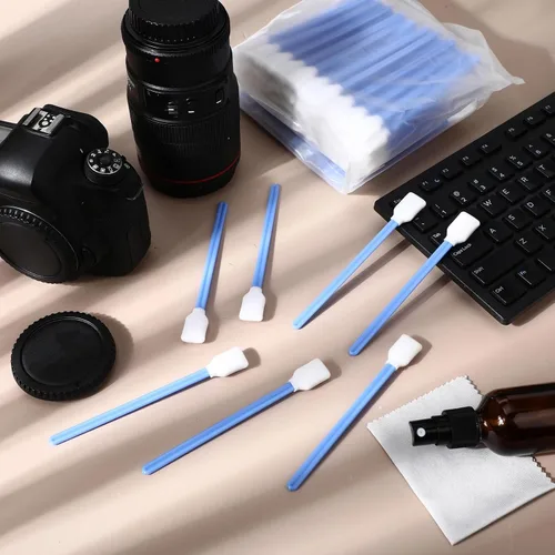 Vista 7 de Dunzy 300 piezas bastoncillos de limpieza de espuma con punta de esponja azul cuadrada rectangular de 5.12" para impresoras de inyección de tinta
