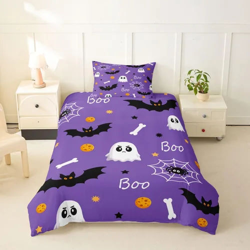 Vista 54 de Erosebridal Halloween Castle Pumpkin Duvet Cover Set Spooky Floral Cartoon Twin Bedding Sets for Girls Kids Boys Vintage Spooky Comforter Cover