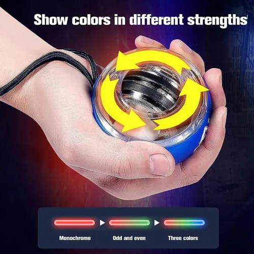 Vista 4 de Bola Giroscópica de Muñeca de Arranque Automático con Luces LED, Fortalecedor de Muñeca y Ejercitador de Antebrazo para Brazos, Dedos y Músculos más
