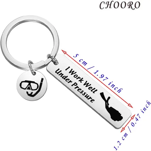 Vista 2 de CHOORO Buceo Regalo Buceo Regalo I Work Bien Bajo Presión Llavero Deportes Extremos Joyería Gran Regalo para Buceadores