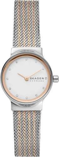 Vista 12 de Skagen Freja Reloj de cuarzo con correa de malla de acero inoxidable para mujer Cuero negro/Plateado