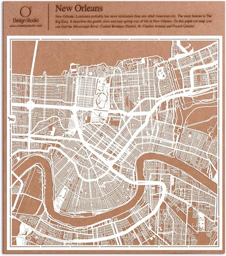 Vista 50 de O3 Design Studio Aberdeen - Mapa de papel cortado en papel blanco de 12 x 12 pulgadas