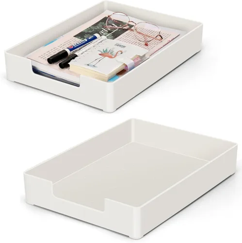 Vista 8 de Bandeja organizadora de cartas, bandeja de papel, organizador de cajones de escritorio para suministros de oficina, revistas, carpetas, archivos