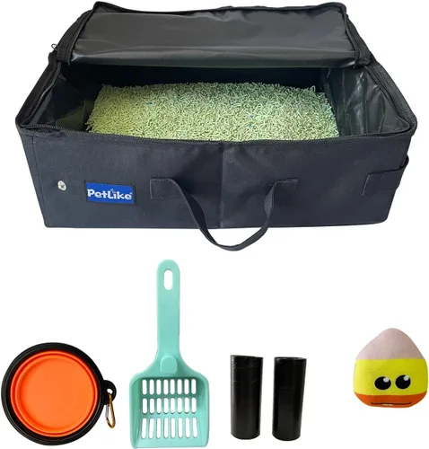 Vista 9 de PetLike Caja de arena de viaje para gatos, caja de arena portátil a prueba de fugas, bandeja de inodoro plegable para gatos pequeños y medianos