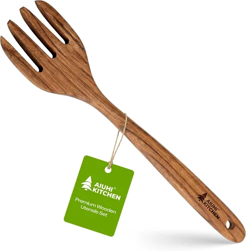 Vista 18 de Espátulas de madera, espátula de cocina plana antiadherente para cocinar, espátula de madera de teca para freír, voltear y girar