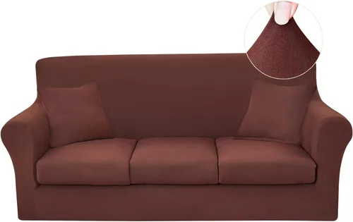 Vista 20 de JQinHome Funda elástica de 4 piezas para sofá, funda para sofá, funda para loveseat con 2 fundas de cojín separadas, protector de muebles lavable
