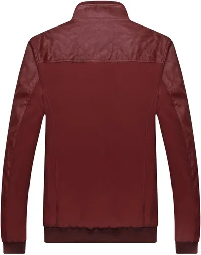 Vista 2 de springrain chaqueta para hombre Casual cuello delgado mangas de cuero
