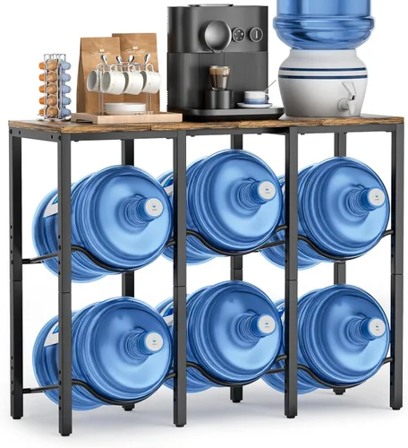 Vista 10 de VINAEMO Soporte para Jarra de Agua de 5 Galones, Soporte para Jarra de Agua de 3 Niveles con Tablero de Madera Extendido, Soporte de Almacenamiento