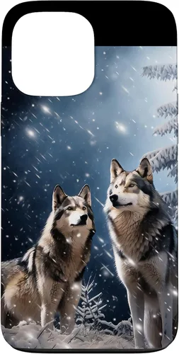 Vista 24 de Wolves Christmas Wolf Snowy Winter Forest Snowflakes Case para iPhone 16