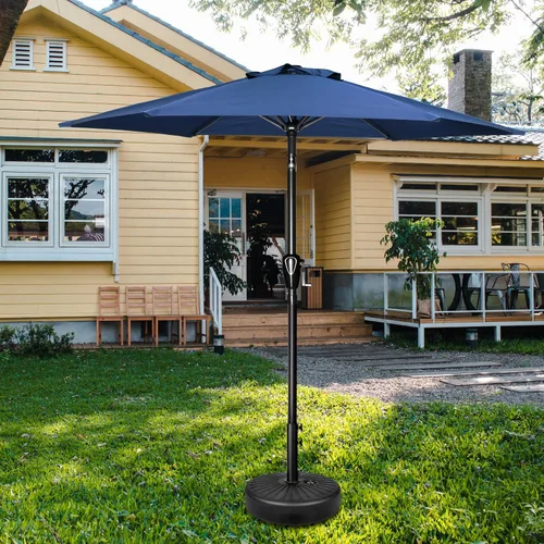 Vista 7 de HealSmart Sombrilla de patio de 7.5 pies con botón de inclinación/manivela, sombrilla de mesa al aire libre, 6 varillas resistentes para jardín