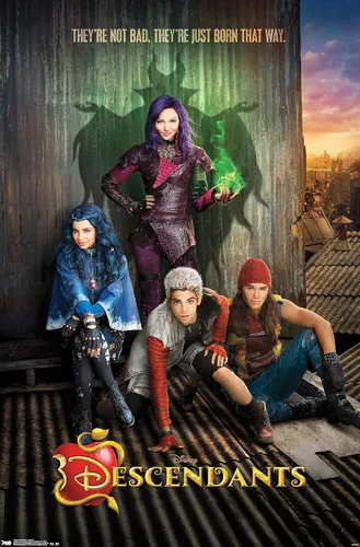 Vista 9 de Disney Descendants - Póster de pared de Key Art, 22.4 pulgadas de largo x 14.7 pulgadas de ancho, versión enmarcada de madera de granero