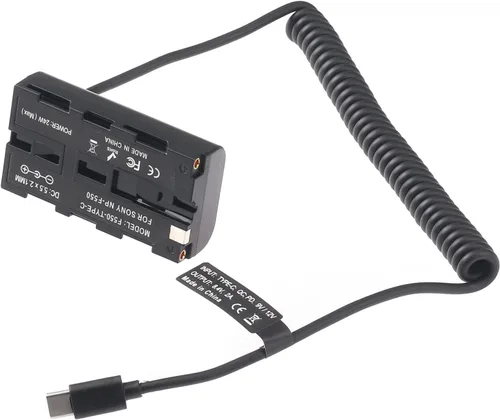 Vista 7 de FocusFoto Cable adaptador de batería ficticia USB-C a NP-F550 para Sony NP-F970 NP-F570 NP-F750 NP-F770 F960 F530 F330 para alimentar la cámara