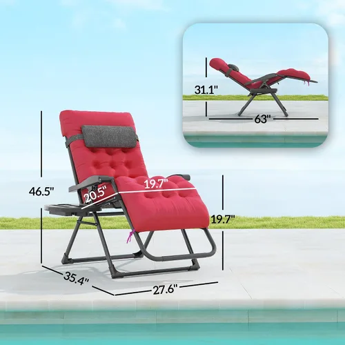 Vista 3 de Outsunny Zero Gravity - Silla reclinable con cojín, color rojo