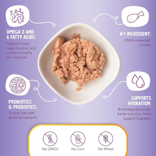 Vista 4 de Health Extension Receta de pollo alimento húmedo para gatos sin granos, 2.8 onzas, fortificado con proteínas esenciales, vitaminas y minerales