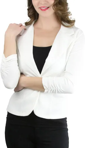 Vista 101 de ToBeInStyle Blazers de manga larga con cremallera y botones para mujer
