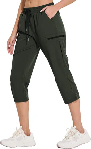 Vista 2 de ChinFun Pantalones capri de senderismo para mujer, de secado rápido, resistentes al agua, UPF 50+