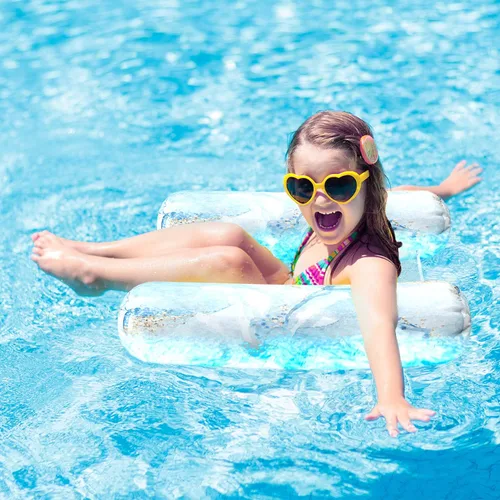 Vista 6 de [Paquete de 3] Flotadores inflables de alta calidad para piscina – Hamaca de natación para adultos con asiento inferior de malla (paquete a granel)