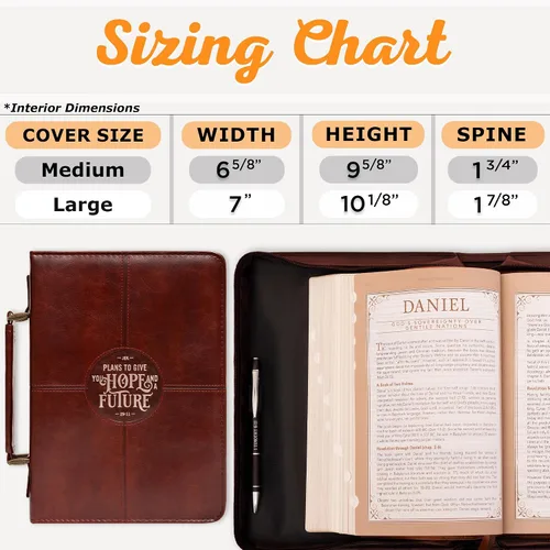 Vista 7 de Christian Art Gifts Funda protectora de piel sintética marrón castaño para la Biblia clásica para hombres y graduados: Esperanza y un futuro