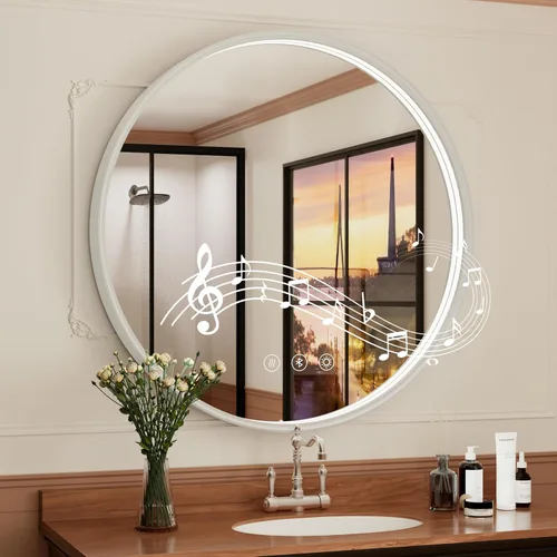Vista 10 de Espejo de baño LED Bluetooth de 20 pulgadas con antivaho
