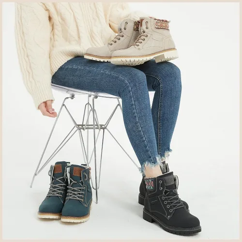 Vista 5 de Kkyc Botas de senderismo para mujer antideslizantes botas casuales.
