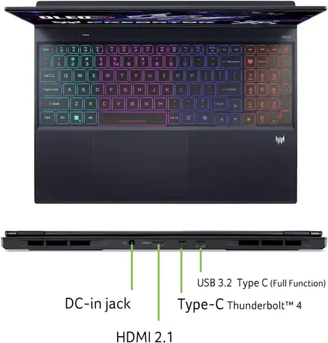 Vista 6 de Acer Predator Helios Neo 16S - Laptop para juegos de 16 pulgadas 2.5K WQXGA 240Hz, GeForce RTX 5070 Ti, Intel Ultra 9 275HX(hasta 5,4 GHz), teclado