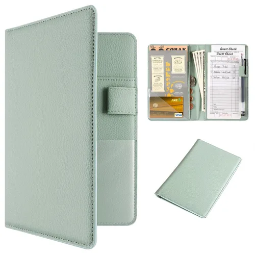 Vista 51 de CoBak Libreta para servidores de alta calidad: organizador de cartera de camarero de 5.12 x 7.91 pulgadas en piel auténtica, con 8 bolsillos