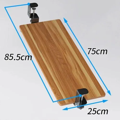 Vista 6 de Plataforma de teclado ajustable, plataforma ergonómica de madera extraíble de 30 pulgadas, extensor de escritorio deslizante, estante para teclado