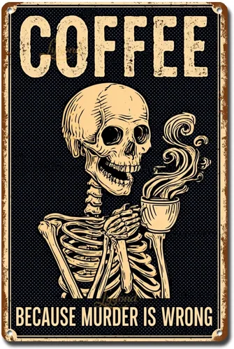Vista 15 de Lygond Letrero de metal con texto en inglés «Bear That's What I Do I Drink Coffee I Hate People and I Know Things», decoración de invernadero