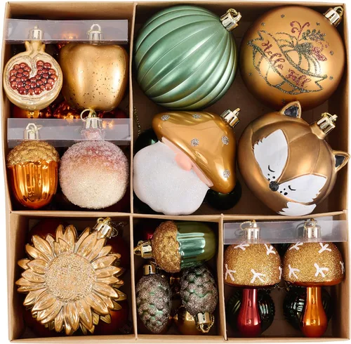 Vista 8 de Valery Madelyn Decoración de árbol de otoño de 50 quilates, adornos de Naranja