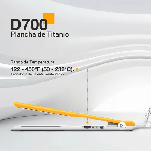 Vista 7 de GK HAIR D700 Titanium Styling Flat Iron Professional Fast Heat Straightener Amarillo (D700)