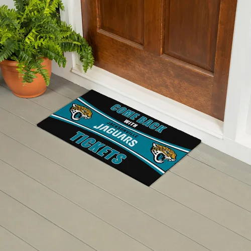 Vista 2 de Team Sports America NFL Jacksonville Jaguars Entrada interior y exterior 28 x 16 pulgadas Parte trasera antideslizante Tapetes de bienvenida