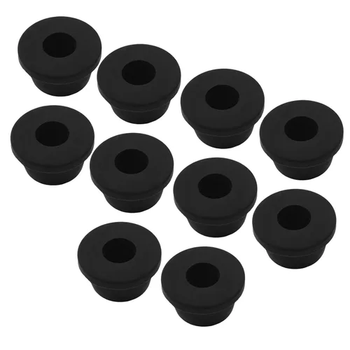 Vista 6 de Hordion 20 ojales de goma con orificio de taladro de 1/2 pulgada, orificio de identificación de 5/16 pulgadas, tapones negros para tubos de vinilo