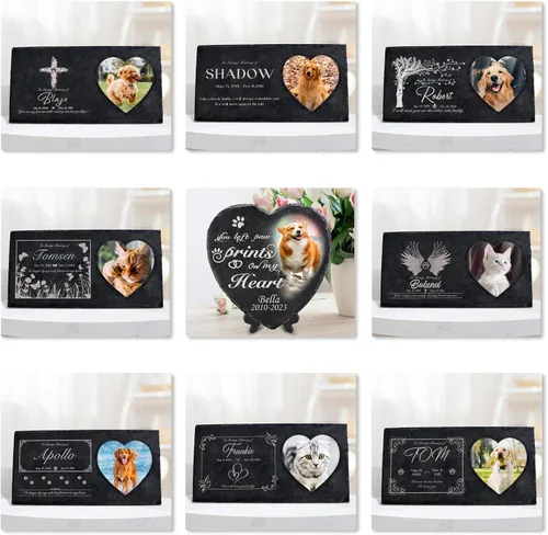 Vista 6 de Farfume Piedras conmemorativas personalizadas para mascotas con foto y texto Marcadores personalizados para tumbas para mascotas Lápidas