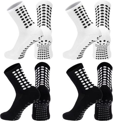 Vista 10 de Elfcool Calcetines de fútbol con agarre, 4/6 pares de almohadillas antideslizantes de agarre atlético calcetines de fútbol para hombres y mujeres