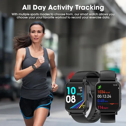 Vista 4 de Monitor de actividad física, reloj de fitness con oxígeno en sangre, monitor de presión arterial y frecuencia cardíaca, contador de calorías