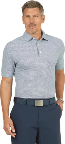 Vista 2 de IBKUL Polo de manga corta para hombre con protección solar UPF 50+ Icefil Cooling Circle Grid Print 94150 (ajuste moderno)